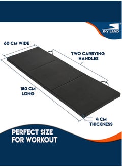 Sky Land Tri-Folding Tumbling, Kneeling Mat, Exercise Mat, With Carrying Handles For Gymnastics, Mma, Stretching, Martial Arts, Core Workouts-Em-9348-B, Black  - Image 5