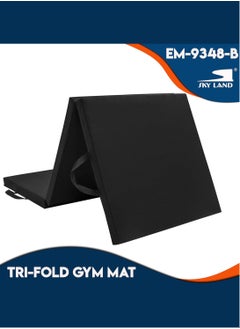 Sky Land Tri-Folding Tumbling, Kneeling Mat, Exercise Mat, With Carrying Handles For Gymnastics, Mma, Stretching, Martial Arts, Core Workouts-Em-9348-B, Black  - Image 4