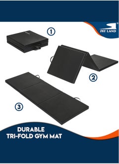 Tri-Folding Tumbling, Kneeling Mat, Exercise Mat, With Carrying Handles For Gymnastics, Mma, Stretching, Martial Arts, Core Workouts-Em-9348-B, Black - pzsku/Z04C86A30524D068AEBE7Z/45/_/1739953777/46006bd0-b30f-4c34-852f-acf5475f542c