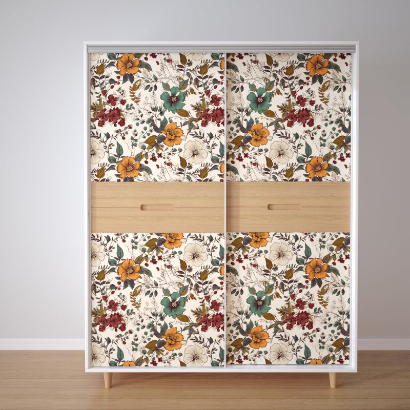 Danodoi Yellow Floral Wallpaper Peel and Stick Vinyl Wallpaper Stick and Peel Colorful Contact Paper for Cabinets Waterproof Self Adhesive Wall Paper for Kitchen Countertop Wall 17.5" x 118" - Image 4