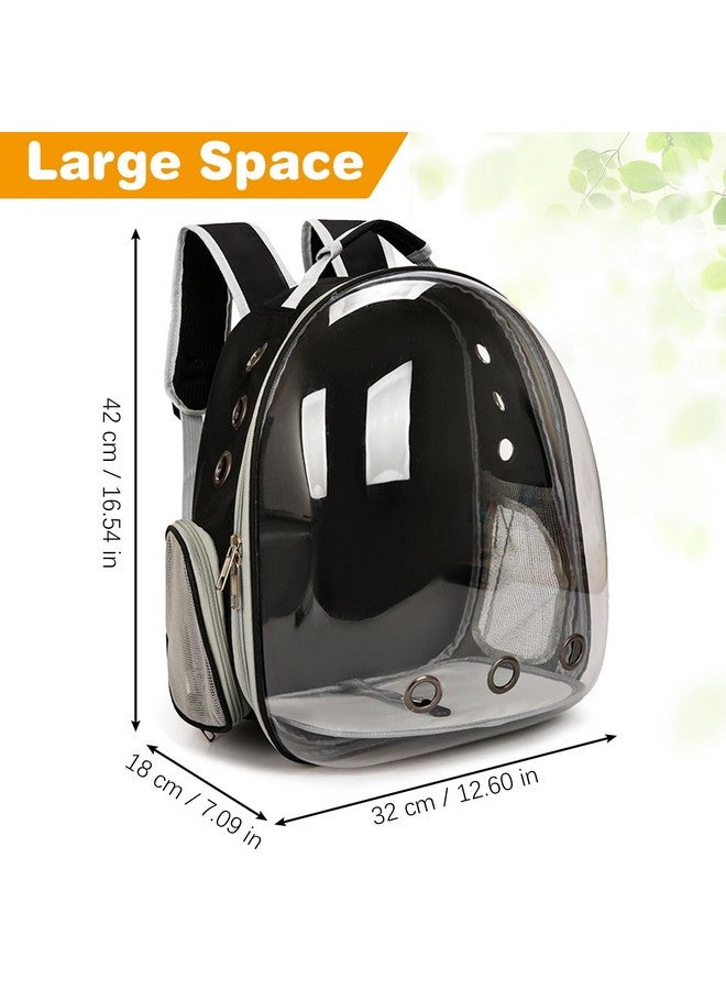 Kathson kathson Bearded Dragon Carrier with Harness and Leash Set, Large Reptile Travel Carrier Portable Lizard Backpack Clear Small Animals Carrying Bag for Gecko Hamster Rabbit Hedgehog Kitten (Black)  - Image 2