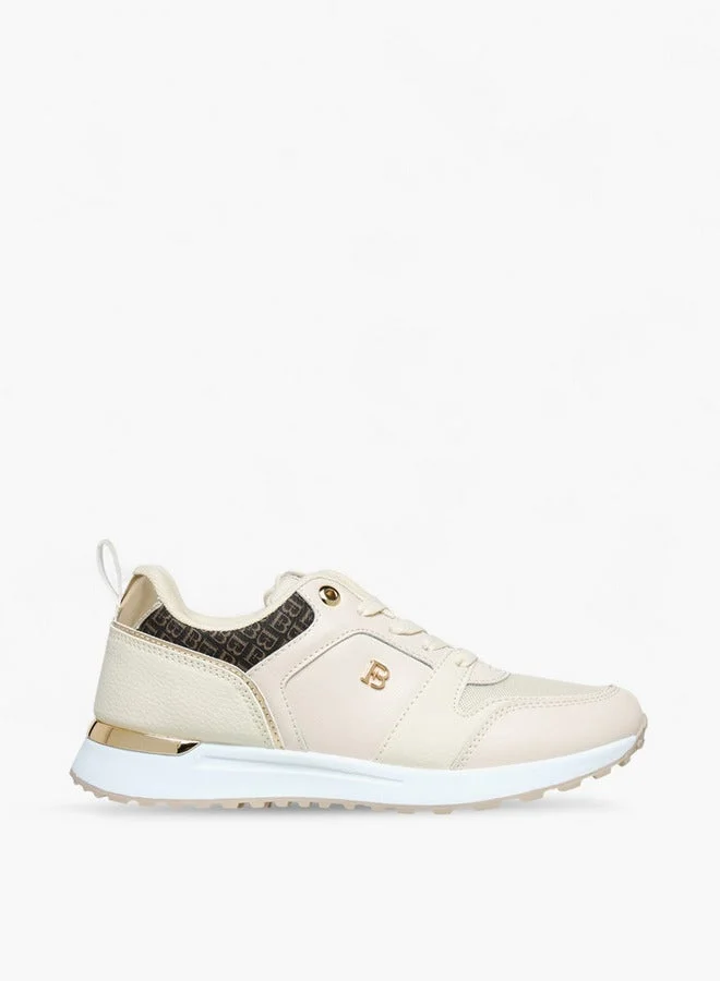 Flora Bella By Shoexpress Monogram Print Lace-Up Sneakers with Pull Tab