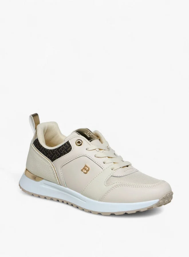 Flora Bella By Shoexpress Monogram Print Lace-Up Sneakers with Pull Tab