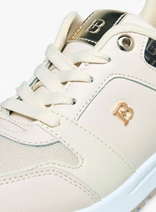Flora Bella By Shoexpress Flora Bella Monogram Print Lace-Up Sneakers With Pull Tab
