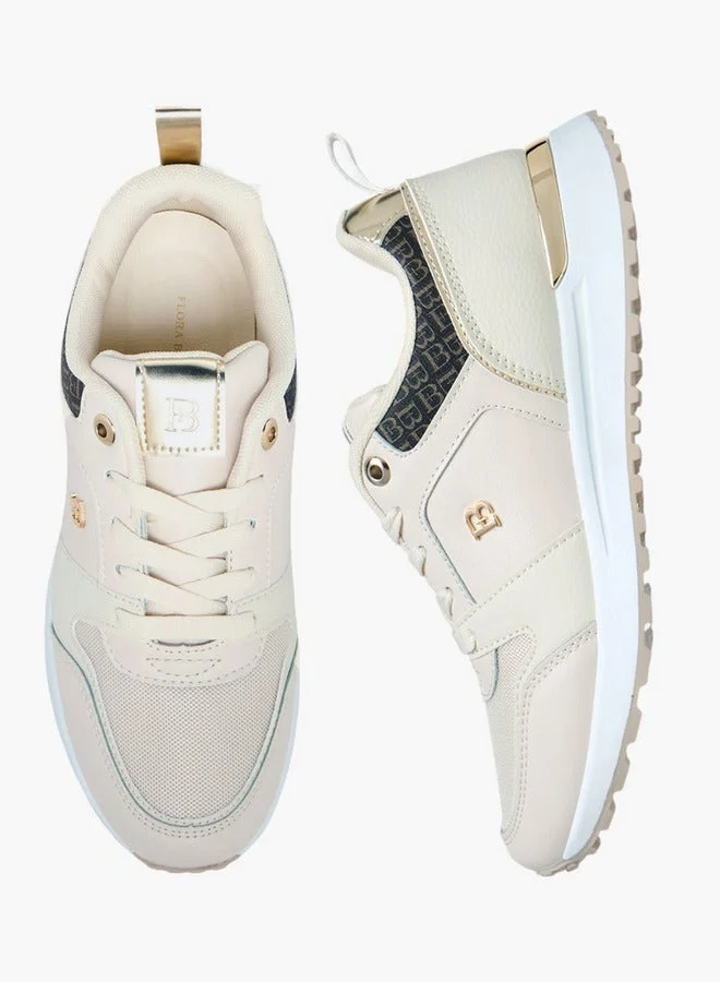 Flora Bella By Shoexpress Flora Bella Monogram Print Lace-Up Sneakers With Pull Tab