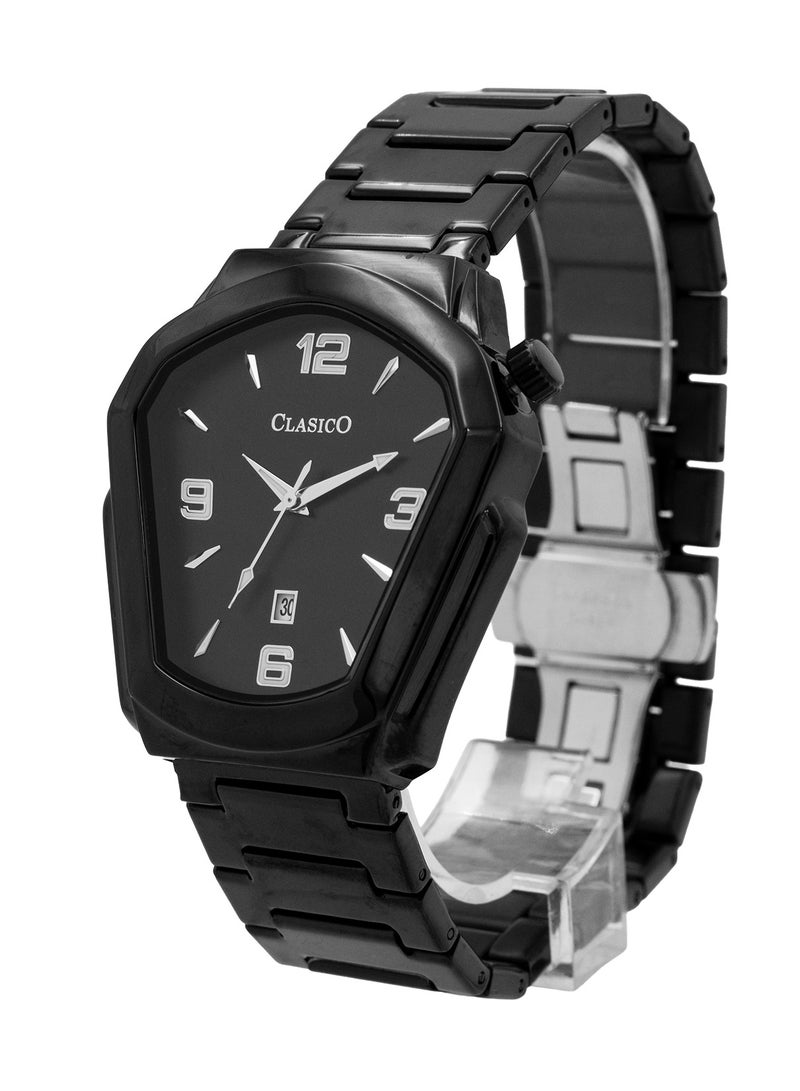 Clasico ⌚ Men’s 40mm Premium Stainless Steel Watch – Quartz Movement Analog Wrist Watch for Men | Luxury Stealth Black Finish | Date Display | Durable Steel Strap - Image 2
