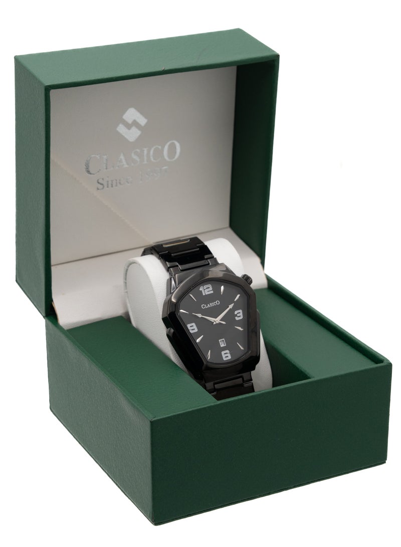 Clasico ⌚ Men’s 40mm Premium Stainless Steel Watch – Quartz Movement Analog Wrist Watch for Men | Luxury Stealth Black Finish | Date Display | Durable Steel Strap - Image 5