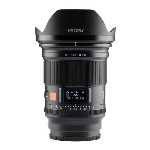 VILTROX عدسة فيلتروكس AF 16mm f/1.8 FE كاملة الإطار لكاميرات سوني E، عدسة تركيز تلقائي مع شاشة LCD مدمجة، فتحة واسعة لكاميرات سوني E-Mount a7 - Image 1
