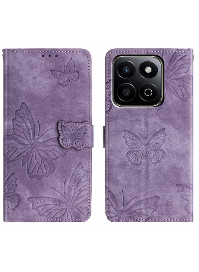 S-TOP Case For Honor X7C 4G / 200 Smart Skin-feel Embossed Butterfly Leather Phone Case - Image 1