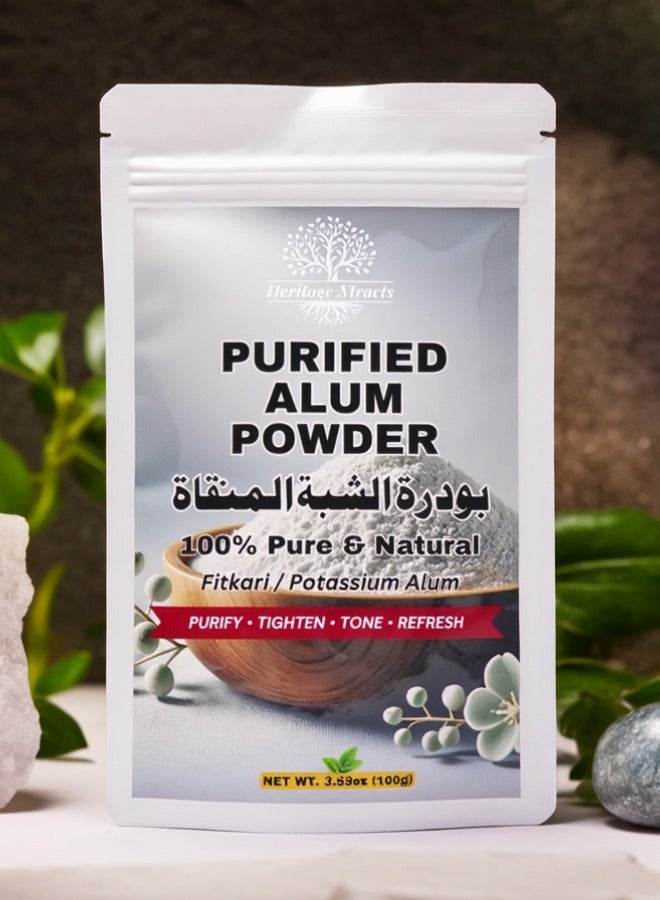 Heritage Xtracts Pure Alum Powder | (Phitkari) Natural Skin Tightening, Acne Treatment & Pore Reduction | For Skin Care | 100gm