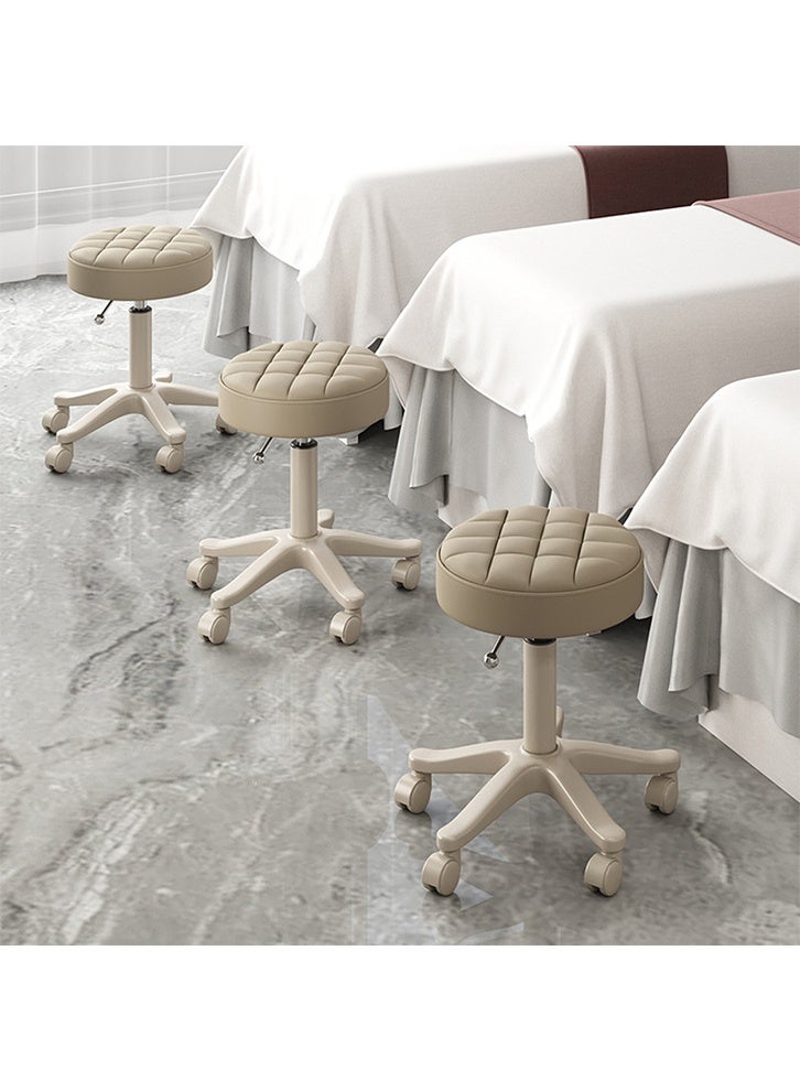 MOZOGOT PU Leather Round Rolling Stool Height Adjustable, Swivel Drafting Work SPA Shop Salon Stools with Wheels Office Chair Small for Home Office - Image 3