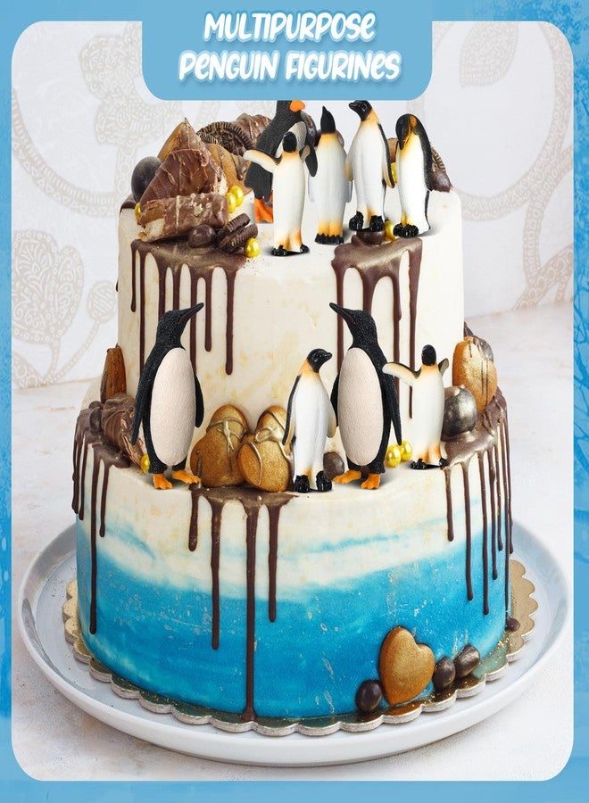 Poen 60 Pcs Penguin Figurines Miniature Realistic Penguin Figures Cute Resin Antarctic Animal Penguin Winter Cake Toppers Decorations for Boy Girl Birthday Gift Party Favors - Image 3