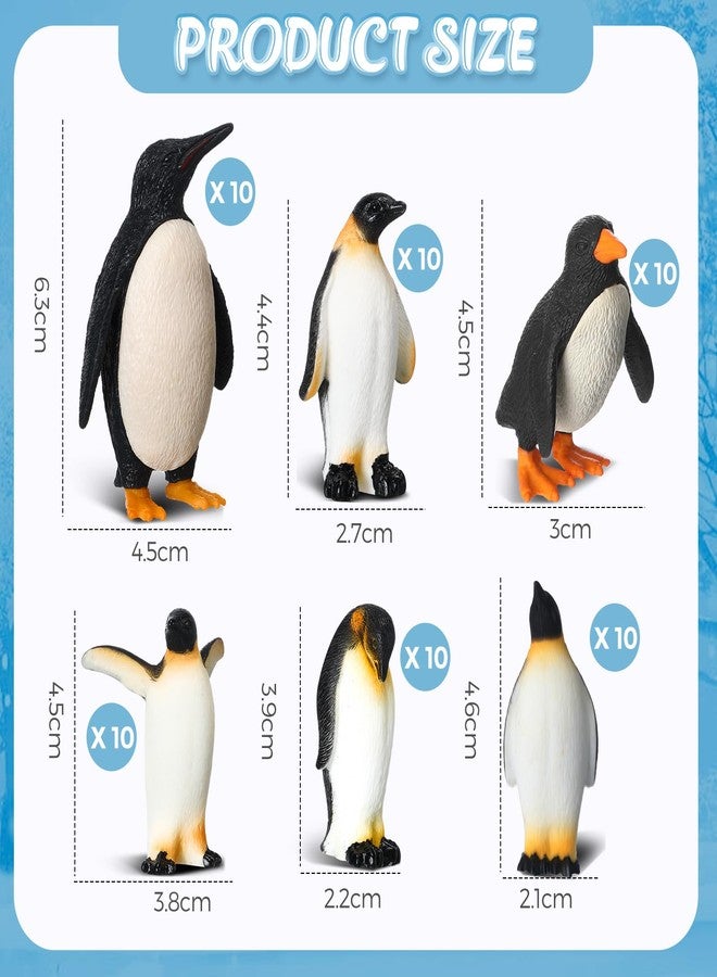 Poen 60 Pcs Penguin Figurines Miniature Realistic Penguin Figures Cute Resin Antarctic Animal Penguin Winter Cake Toppers Decorations for Boy Girl Birthday Gift Party Favors - Image 2