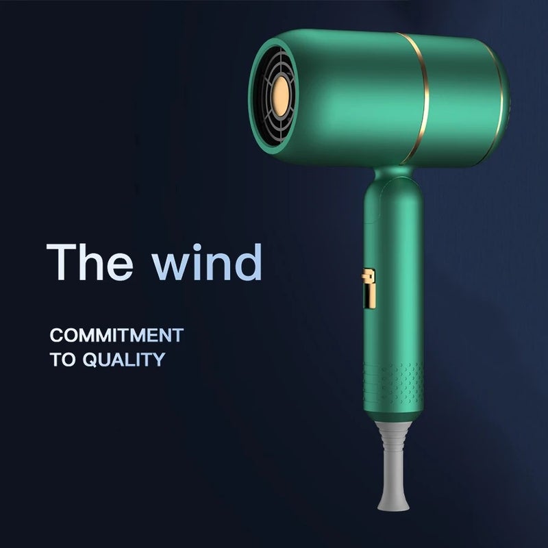 Y&D Protable 1600W Hair Dryer Fast Drying Low Noise Folding Negative Ionic Blow Dryer Wall Mounted with Blue Light - Image 1