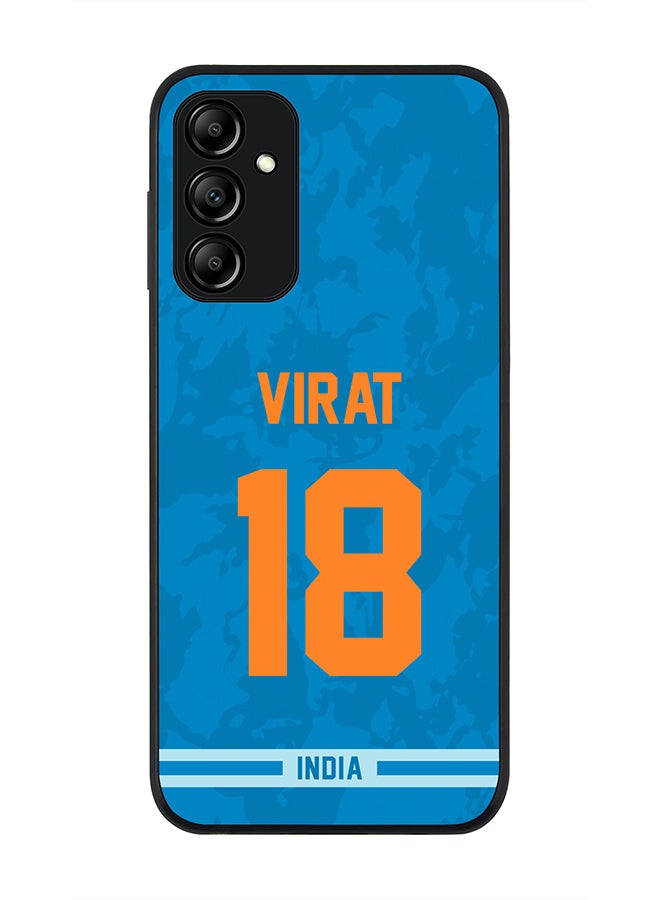 Stylizedd Rugged Black Edge Case for Samsung Galaxy A14 / A14 5G, Slim fit Soft Case Flexible Thin Cover - Player Name - Virat Kohli, Jersey Number- 18 - Image 1