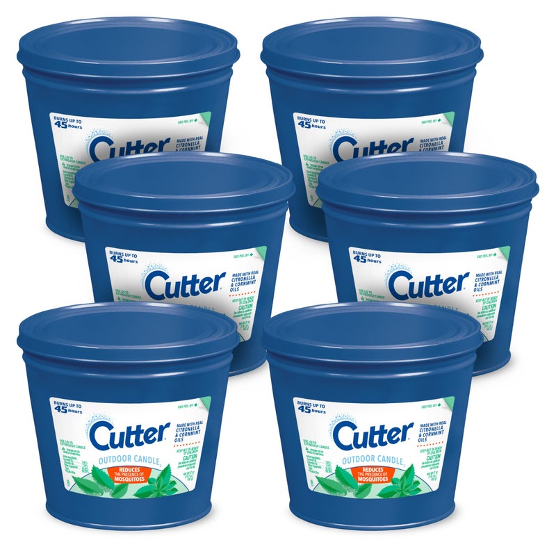 Cutter Candle, 17 Ounces, Outdoor Candle Made with Real Citronella Oil and Cornmint Oil Reduces The Presence of Mosquitoes with A Light, Fragrant Citronella and Mint Scent, 6 Pack - Image 1