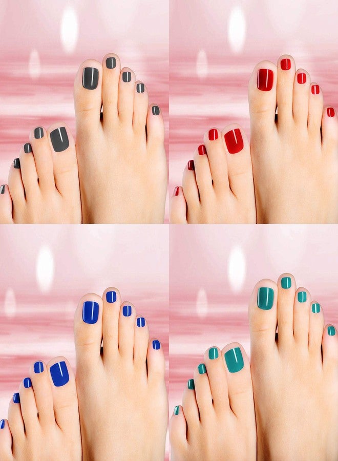 Maitys 288 Pieces 12 Sets Short Square Artificial Toe Nail Tips - Press on Glossy Full Cover Fake Nails for DIY Manicure (Bright-color Pattern) - Image 3