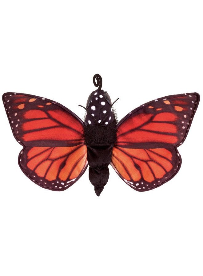 Folkmanis Monarch Life Cycle Reversible Hand Puppet Plush, 8", Red-Orange/Purple/Black - Image 1