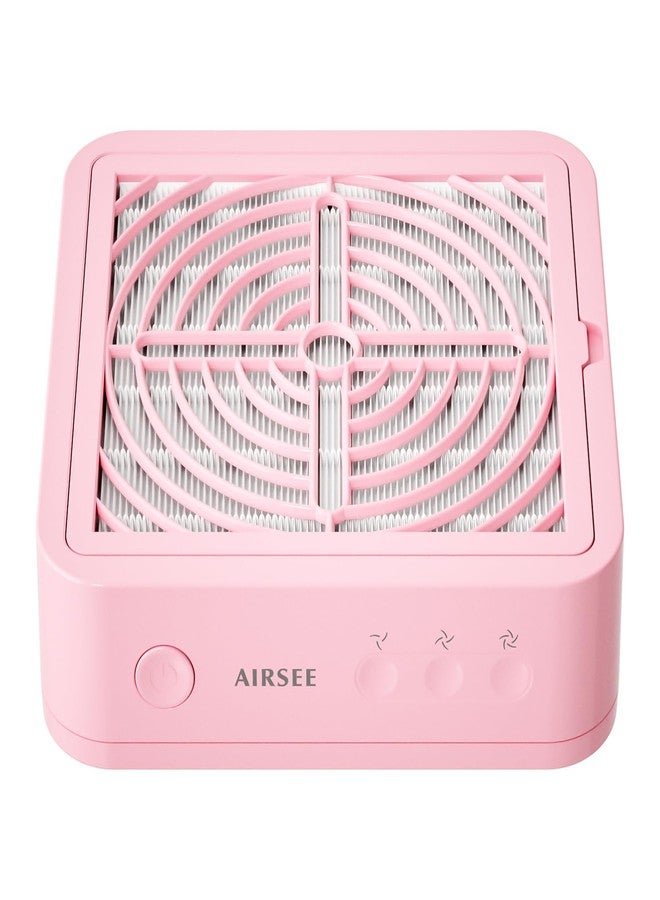 AIRDEE مكنسة كهربائية قوية الشفط لإزالة غبار الأظافر من AIRSEE، بثلاث سرعات قابلة للتعديل لتلميع أظافر الجل الأكريليك مع فلتر قابل لإعادة الاستخدام، طقم متكامل للمبتدئين والمحترفين، لون وردي فاتح - Image 1