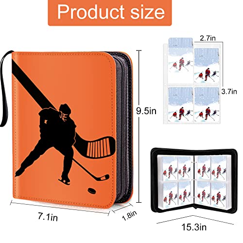 BINBE Hockey Card Binder4Pocket Trading Card Binder with 400 Card SleevesPortable Cards Album Case for Cards Collection Baseball Football Hockey Basketball Sports Cards 400 Pocket Hockey - Image 5