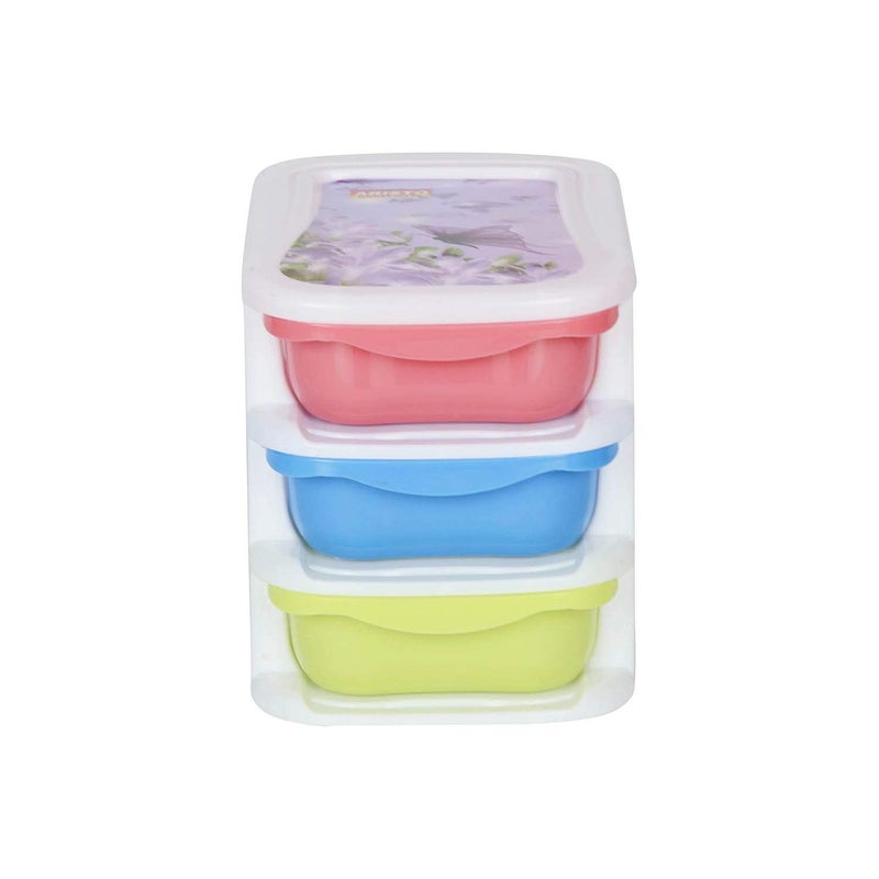 AIR O MATIC AIR O MATIC Multipurpose 3 Drawers Table Top Modular Chest Storage Organizer Box Multicolour  - Image 1
