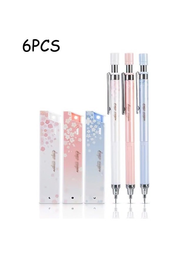 6 Pcs Cherry Mechanical Pencil Set Include Automatic Drafting Pencil with 3 Tubes Pencil Refill and 3 Boxes Of Standard Lead With Rubber Head for Sketching Architecture Drawing (0.5 mm) - Image 1