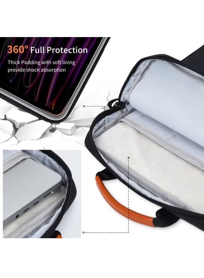 No branded 13-14 Inch Tablet Sleeve iPad Bag with Handle, Shoulder Strap & Front Pocket, Black - Image 3
