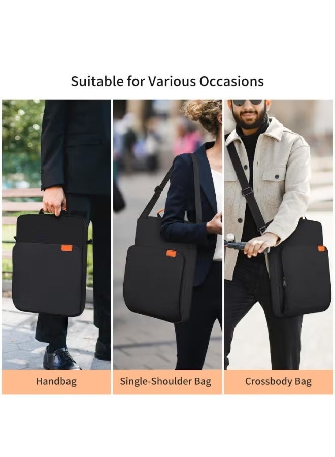No branded 13-14 Inch Tablet Sleeve iPad Bag with Handle, Shoulder Strap & Front Pocket, Black - Image 2