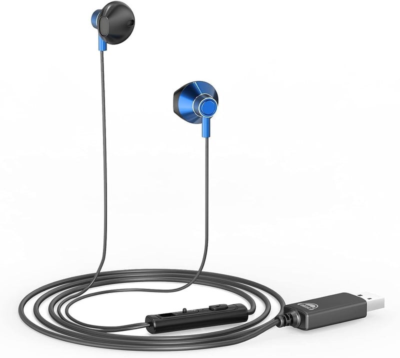 okcsc U200 USB Computer Earphones Volume Adjustment Sound with Microphone Used for Work, Play and Learning Cable Length 1.2m Blue - Image 1