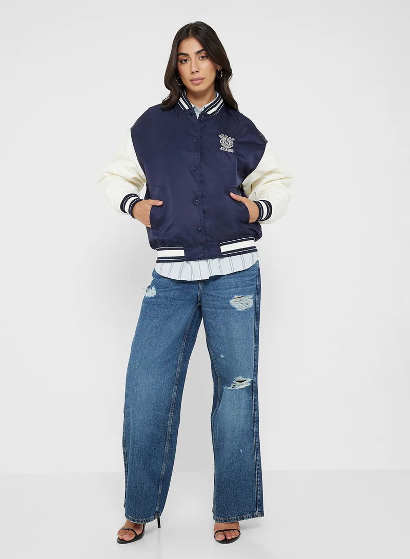 Guess Jeans Embroidered Logo Varsity Padded Jacket