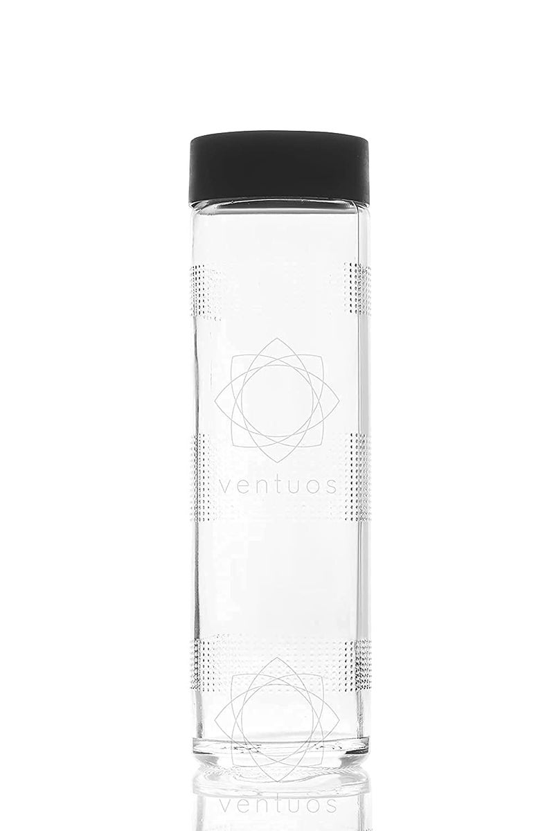 DCloud Hub Glass Water Bottles Set Wide Mouth Glass Bottles with Reusable Black Plastic Lids for Juicing Smoothies Beverage Storage Air Lid Leak Proof Reusable 750ml Set of 4 - Image 3