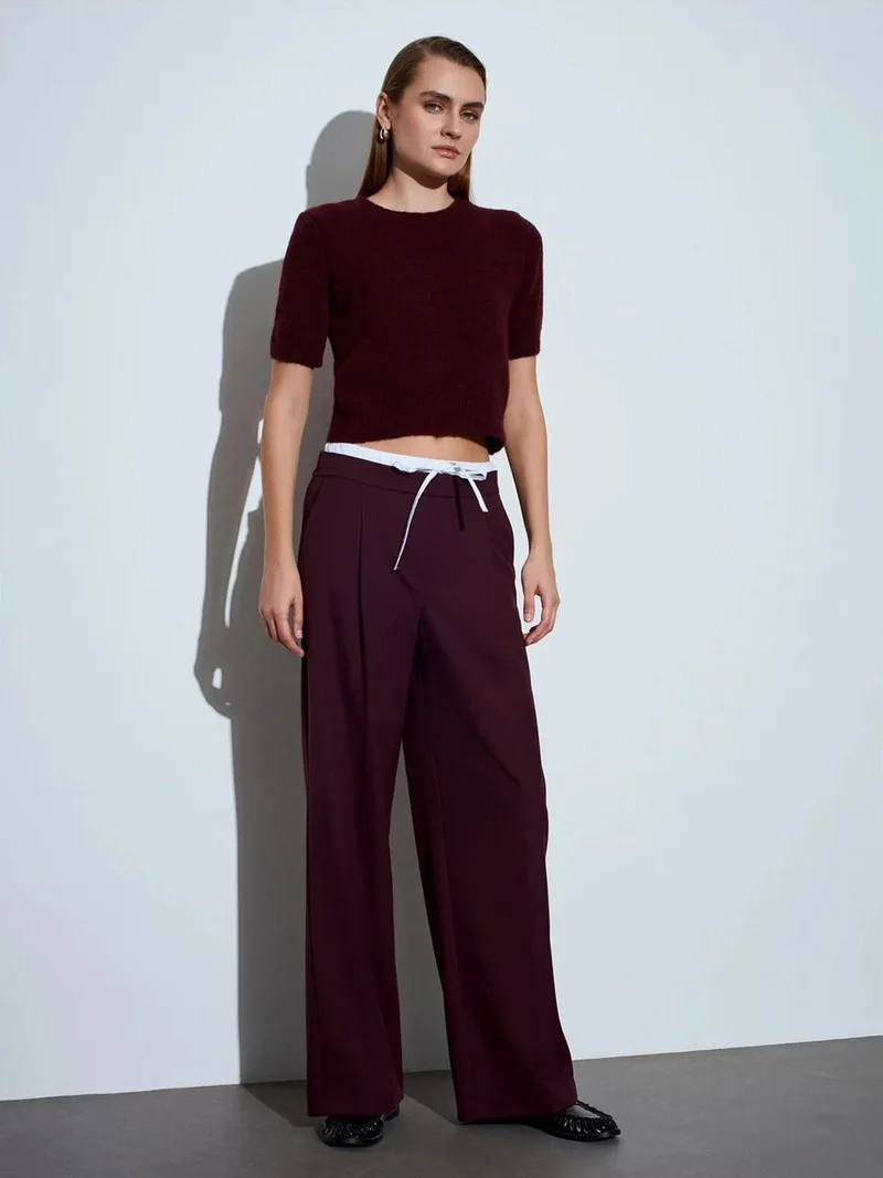 ديلفين DILVIN Women's Wide-Leg Crepe Trousers