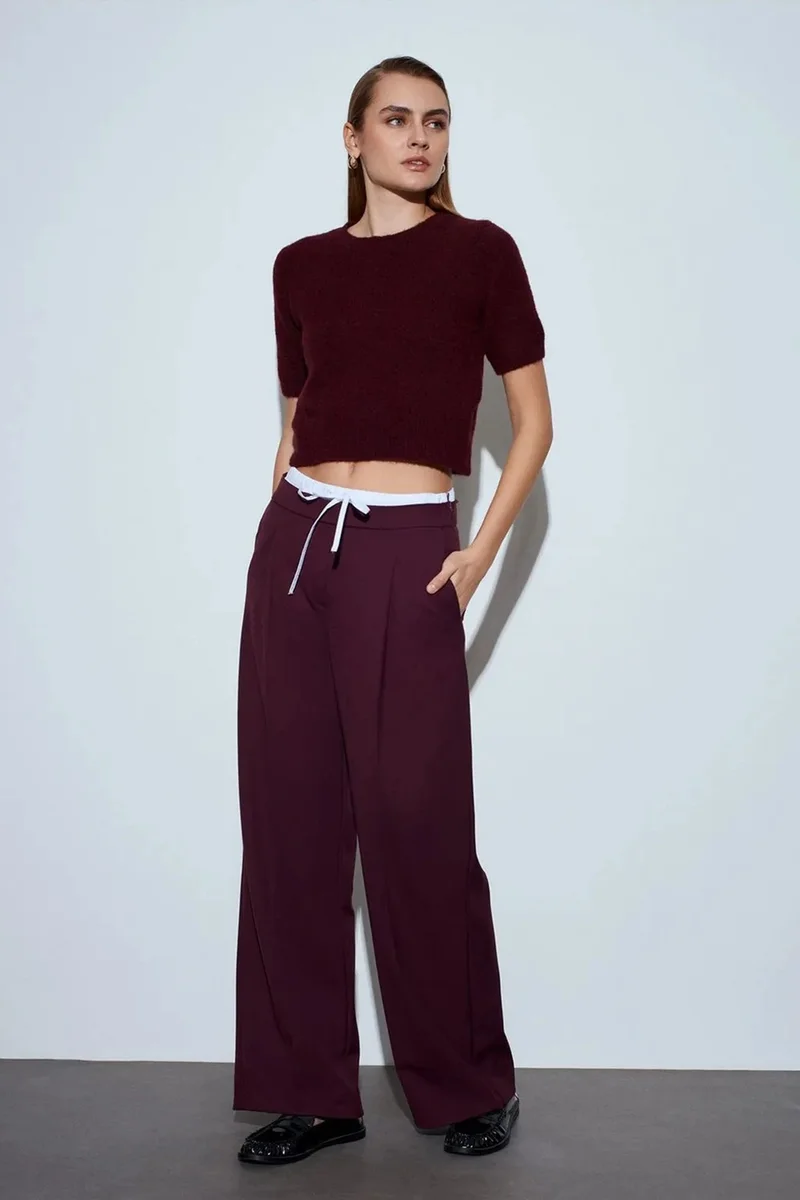 ديلفين DILVIN Women's Wide-Leg Crepe Trousers
