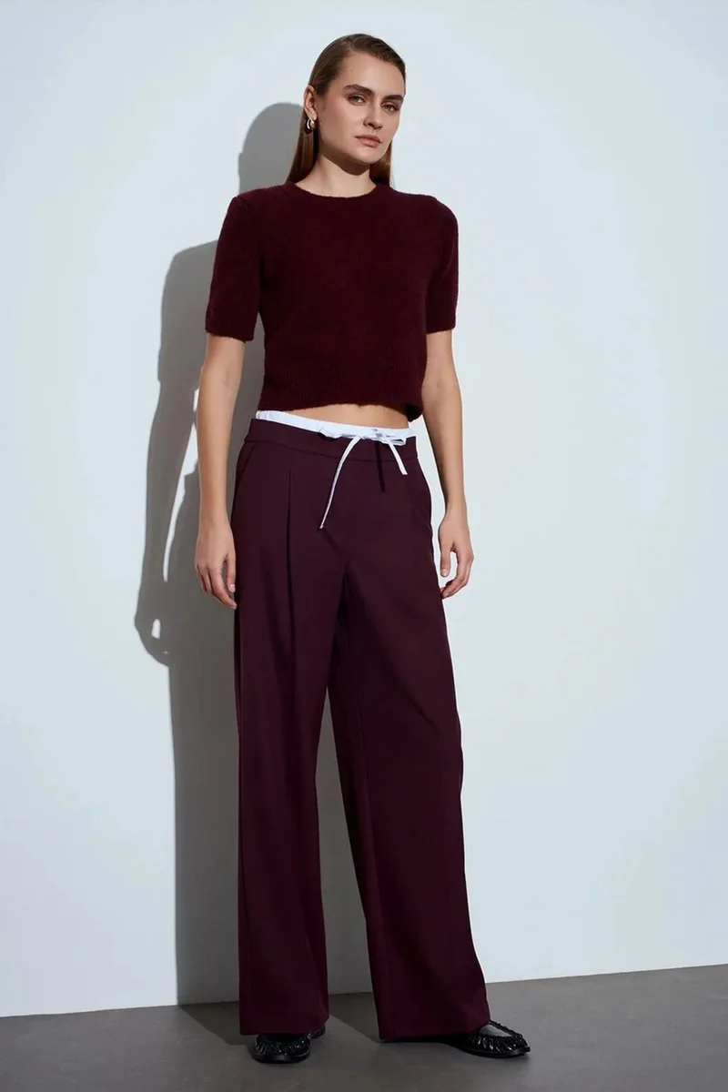 ديلفين DILVIN Women's Wide-Leg Crepe Trousers