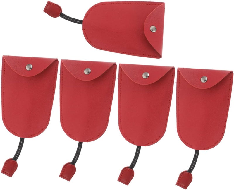 OUNONA 5pcs Universal Car Key Cover Set Red Pu Leather Protective Key Fob Sleeve with Snap Closure for Men and Women Automotive Accessories - Image 1
