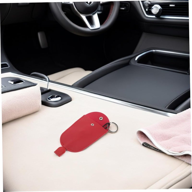 OUNONA 5pcs Universal Car Key Cover Set Red Pu Leather Protective Key Fob Sleeve with Snap Closure for Men and Women Automotive Accessories - Image 5