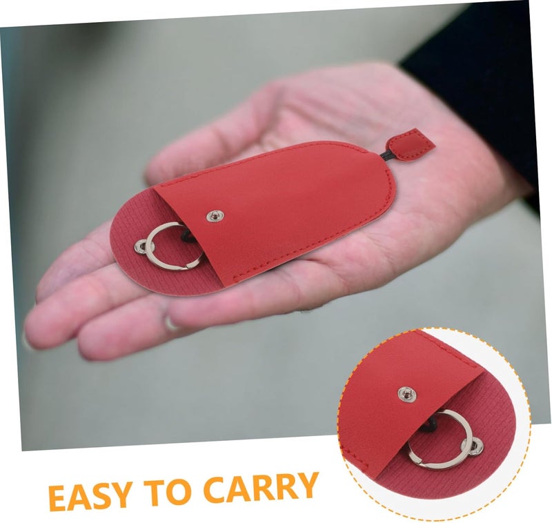 OUNONA 5pcs Universal Car Key Cover Set Red Pu Leather Protective Key Fob Sleeve with Snap Closure for Men and Women Automotive Accessories - Image 3