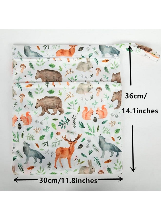 Sigzagor Wet Dry Bag Baby Cloth Diaper Nappy Reusable Washable With Two Zippered Pockets (Dinosaurs Coconut Trees) - Image 4