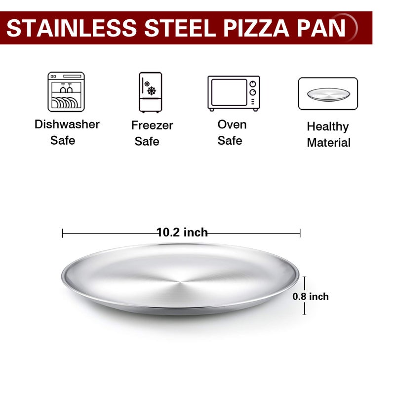TeamFar TeamFar Pizza Pan, 10 inch Pizza Pan Stainless Steel Pizza Oven Pan Tray Round Pizza Baking Pan, Healthy & Sturdy, Dishwasher Safe & Easy Clean  - Image 2