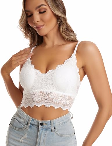 Duufin 5 Pcs Lace Bralettes for Women Bralette Padded Lace Bandeau Bra, S-M - Image 3