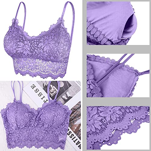 Duufin 5 Pcs Lace Bralettes for Women Bralette Padded Lace Bandeau Bra, S-M - Image 2