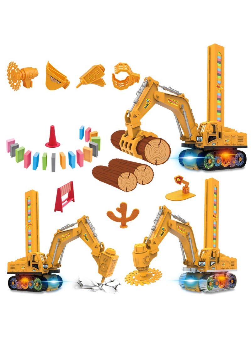 Zikra Engineering Vehicle Set, 120PCS Automatic Domino Laying Train Toys with Lights & Sounds That Prepares Your Domino Rally Experience Quickly and Automatically for Kids Age 3+ - Image 2