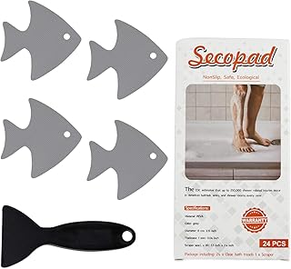 Secopad Secopad Bathtub Stickers Non-Slip, 24 PCS Safety Shower Treads Adhesive Appliques with Premium Scraper (Gray) - Image 1