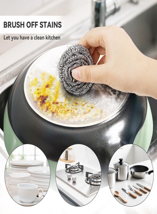 Bilkeru 10 Pcs Metal Kitchen Scrubbing Pads Scrubs for Dishes, Pans, Pots, Ovens, Grills, Sinks(Sliver) - Image 4