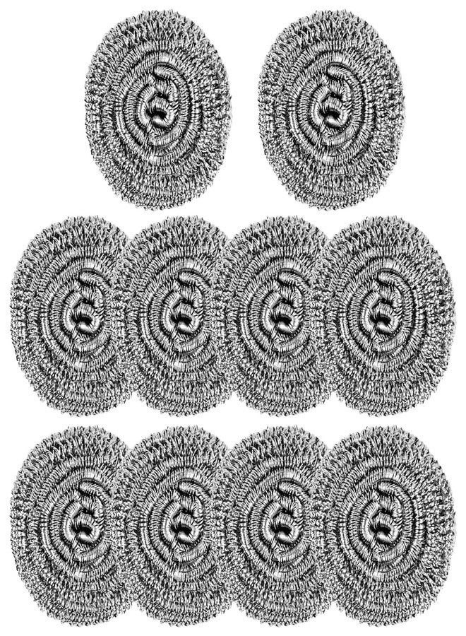 Bilkeru 10 Pcs Metal Kitchen Scrubbing Pads Scrubs for Dishes, Pans, Pots, Ovens, Grills, Sinks(Sliver) - Image 1