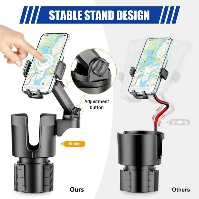 7JI 2 in 1 Phone Holder Cup Holder for Car with 360°Rotation & Long Arm Cup Holder Cell Phone Holder for Car Compatible with 4-7 inches Smartphones, Adjustable Height - Image 3