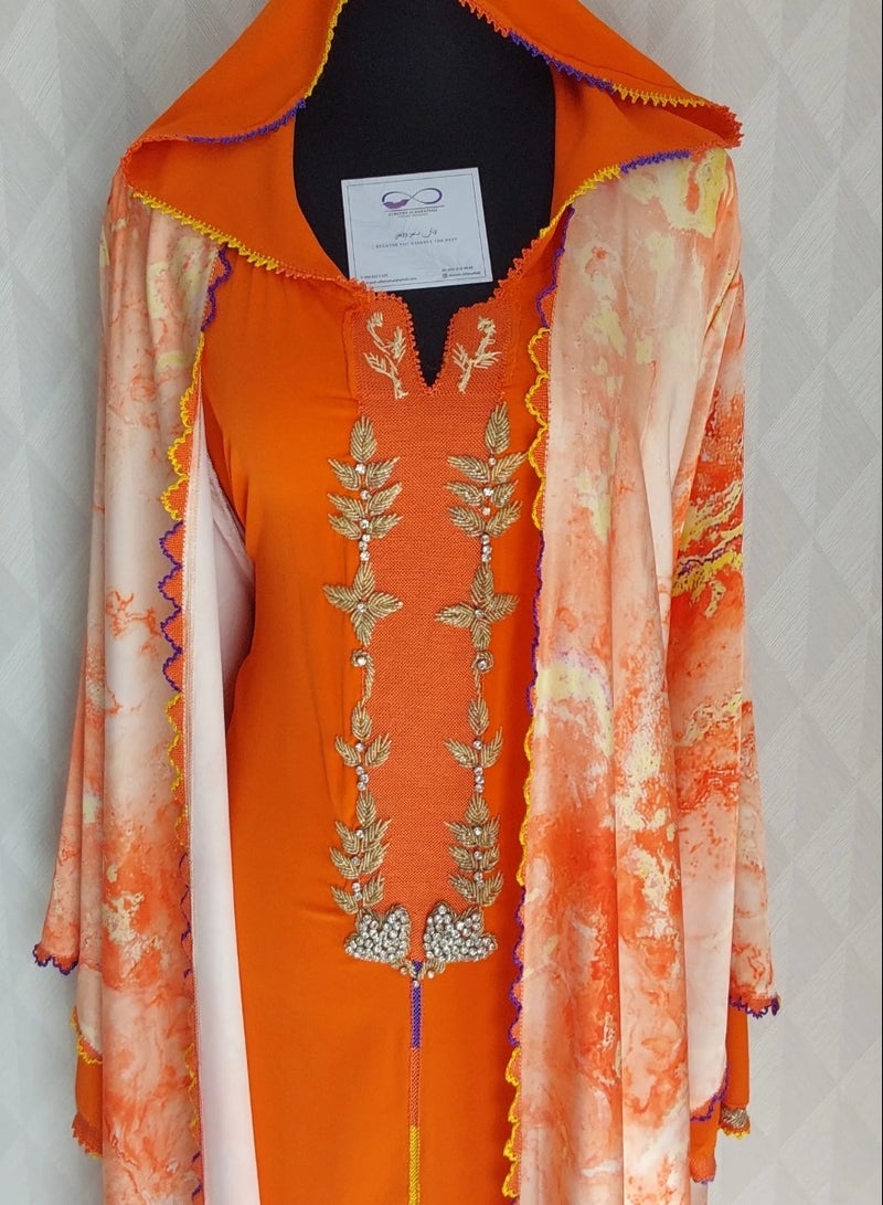 DRESS orange with hoodie