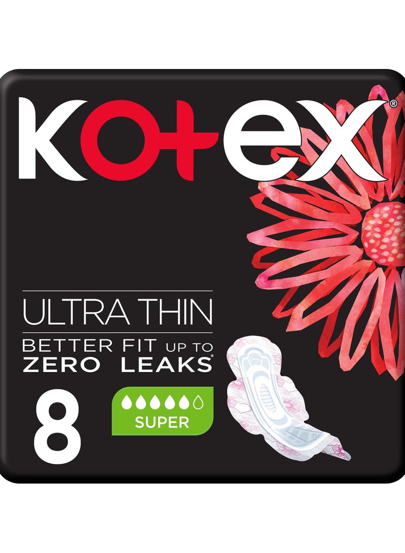 كوتكس 8 فوط صحية فوط رفيعة للغاية ، فوط صحية فائقة الحجم مع أجنحة