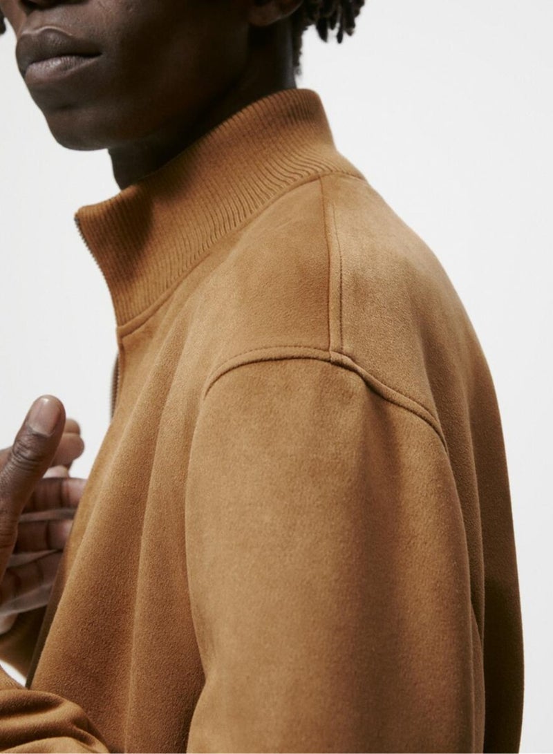 NIBEMINENT سترة رجالية كاجوال من صوف سويدي بيكيه مع ياقة قائمة - Image 5