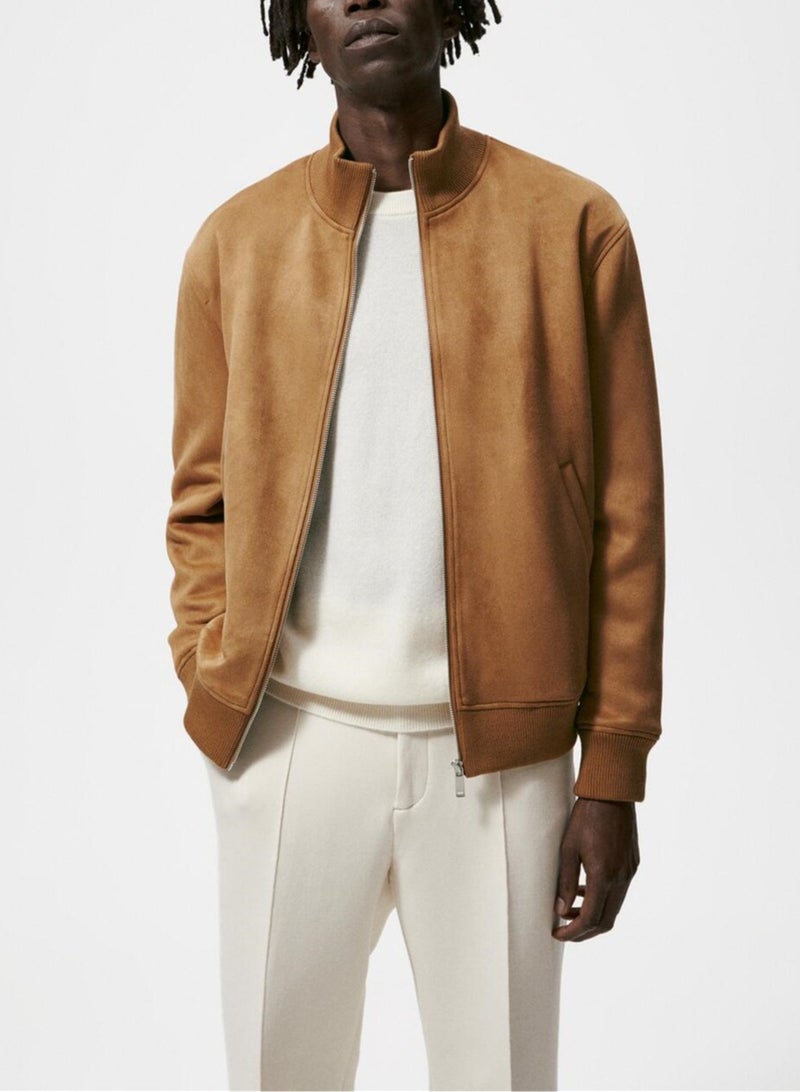 NIBEMINENT سترة رجالية كاجوال من صوف سويدي بيكيه مع ياقة قائمة - Image 3